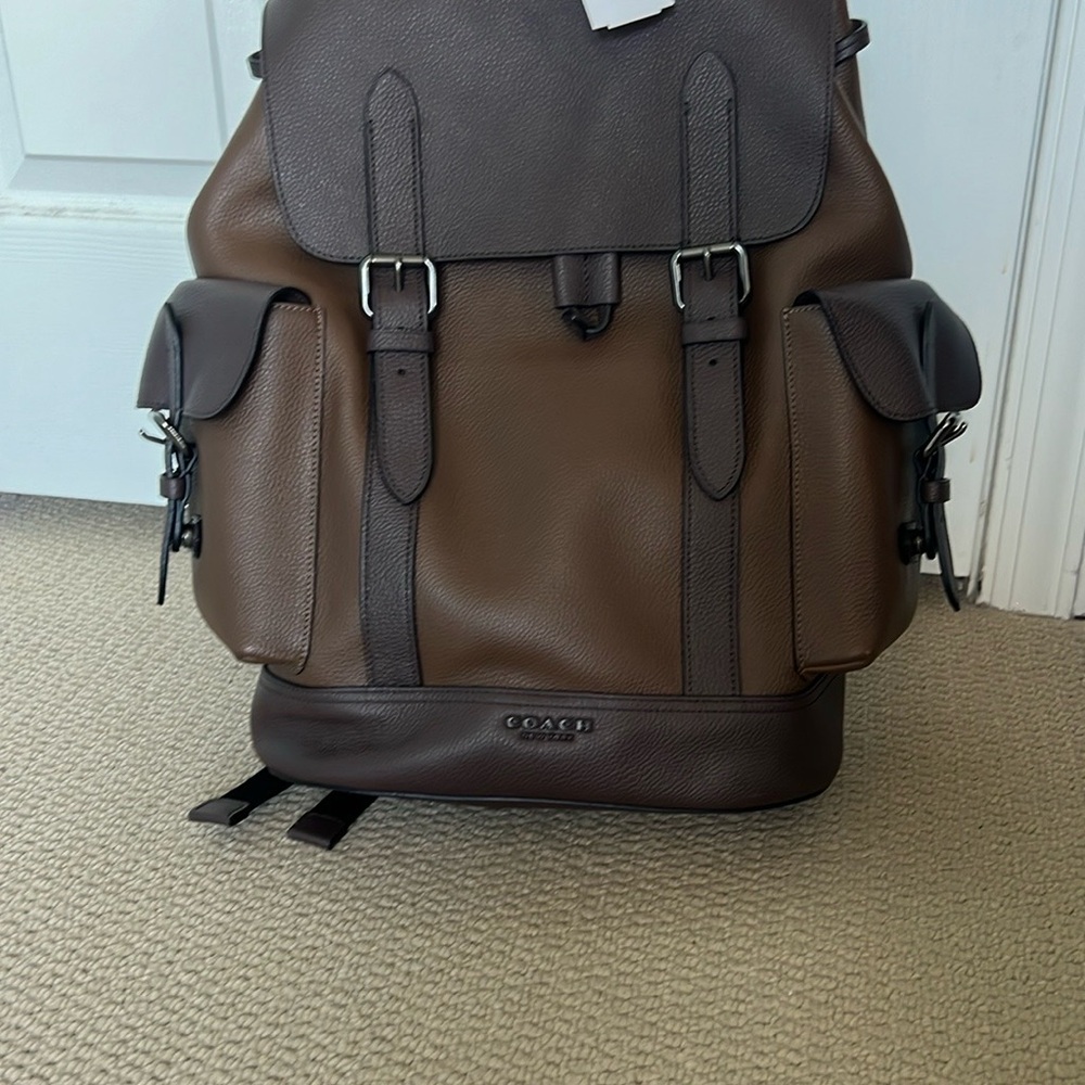 Coach Brown Leather Backpack with Vintage Aesthetic